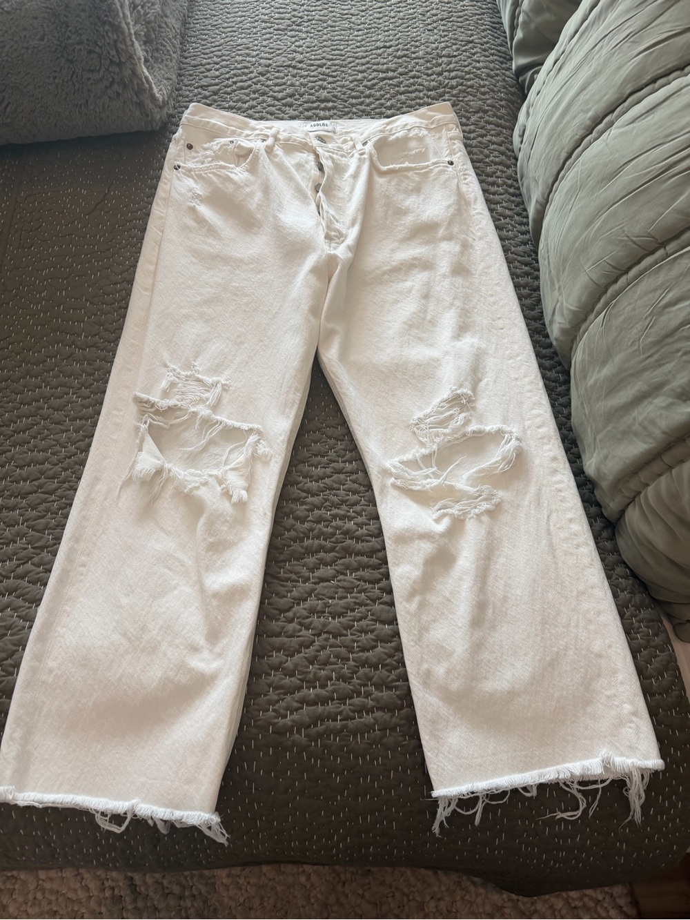 AGOLDE - 90s ripped mid rise relaxed straight leg